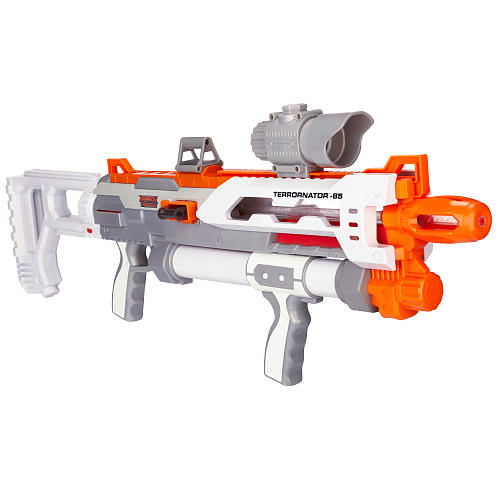 What They Say:  MAX FORCE is the only brand of toy weapons that safely delivers maximum 
distance and accuracy with projectiles that enable you to see what you 
hit. This Rapid Fire blaster is the ultimate weapon! The Max Force 
Terrornator that is the key weapon for any arsenal! Blast your opponent 
with a barrage of fire from 85 feet away! Tag you Target!  >>  Why Savvy Auntie Loves It!  Nephews will be nephews, and they might as well have fun being nephews! 
Max Force toy weapons are expected to be a huge hit this holiday season! FIND IT IN THE GIFTS SECTION.<br>