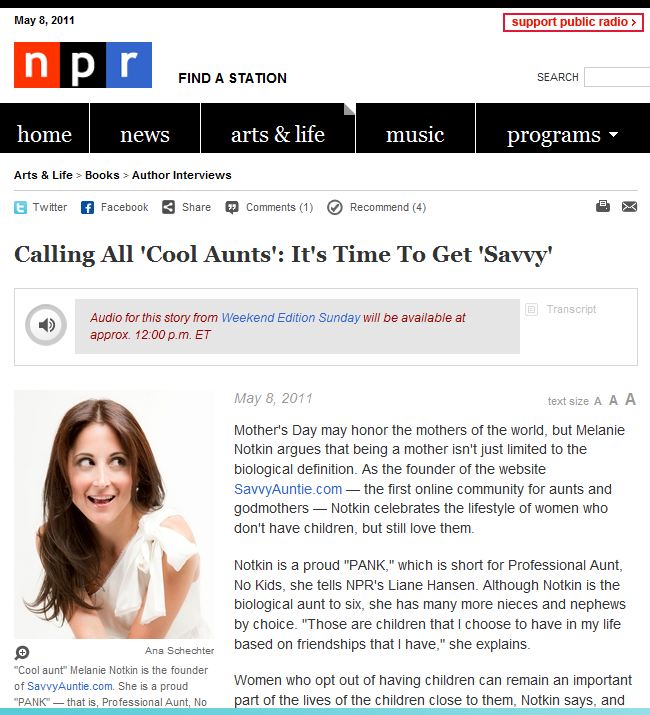 Savvy Auntie on NPR